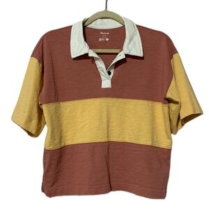 Madewell Women's Colorblock Polo Shirt - Brown and Yellow
